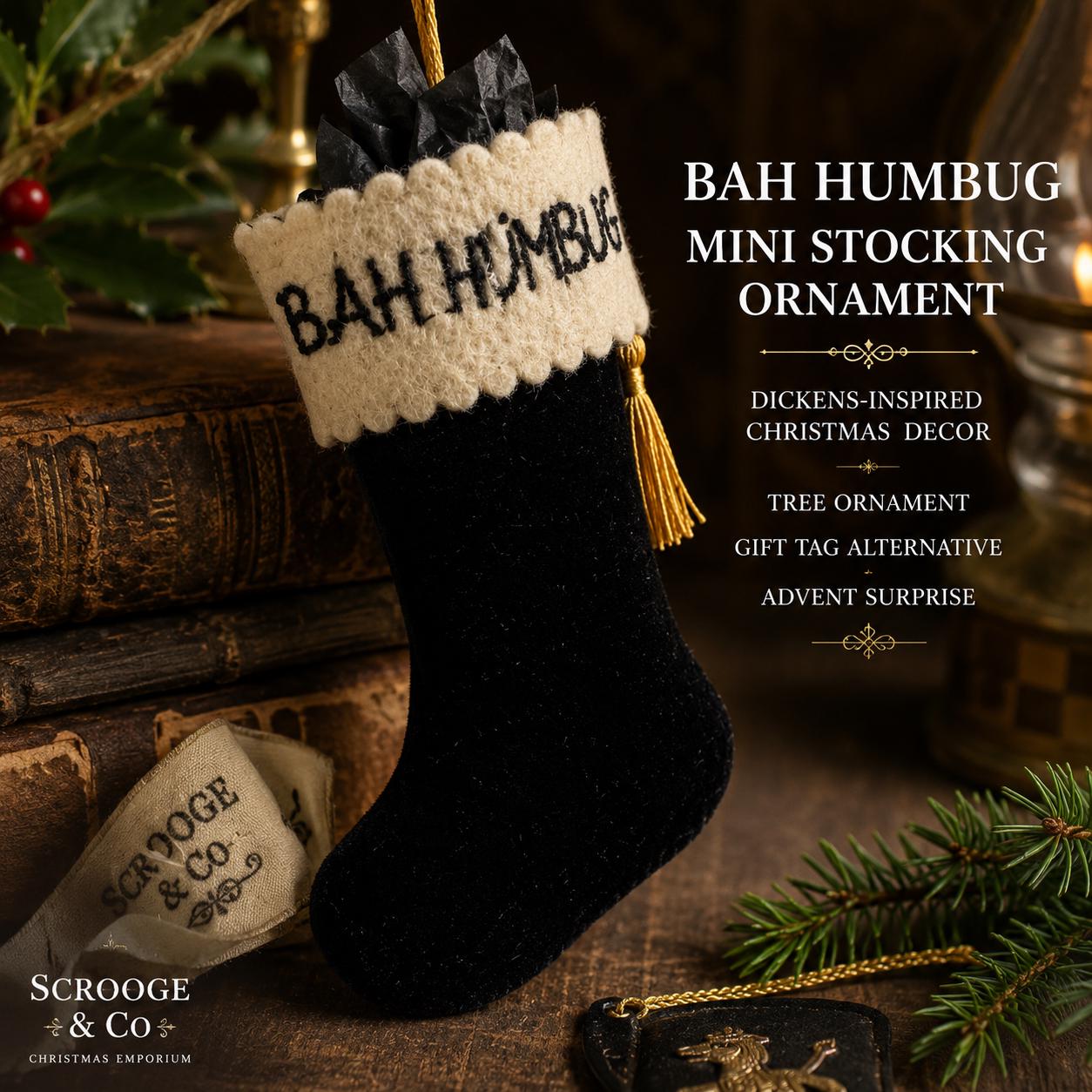 Bah Humbug Mini Stocking - handmade stocking