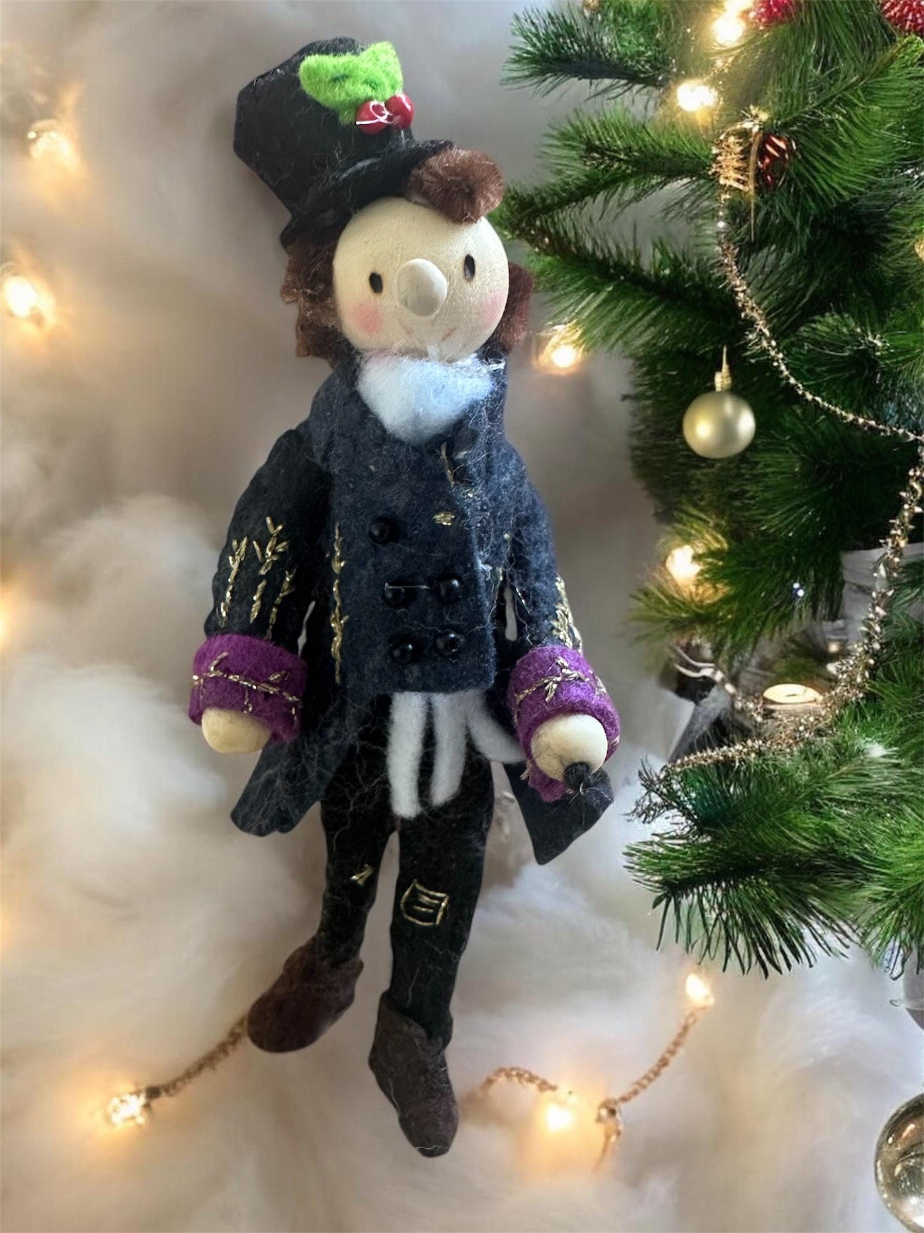 Bob Cratchit Felt Figure - handmade felt figure