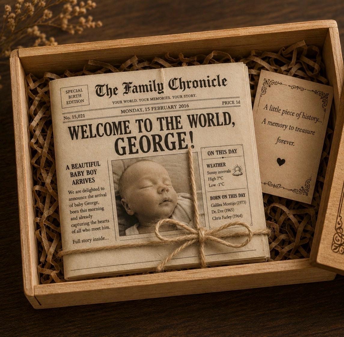 'Day You Were Born' Time Capsule - handmade keepsake