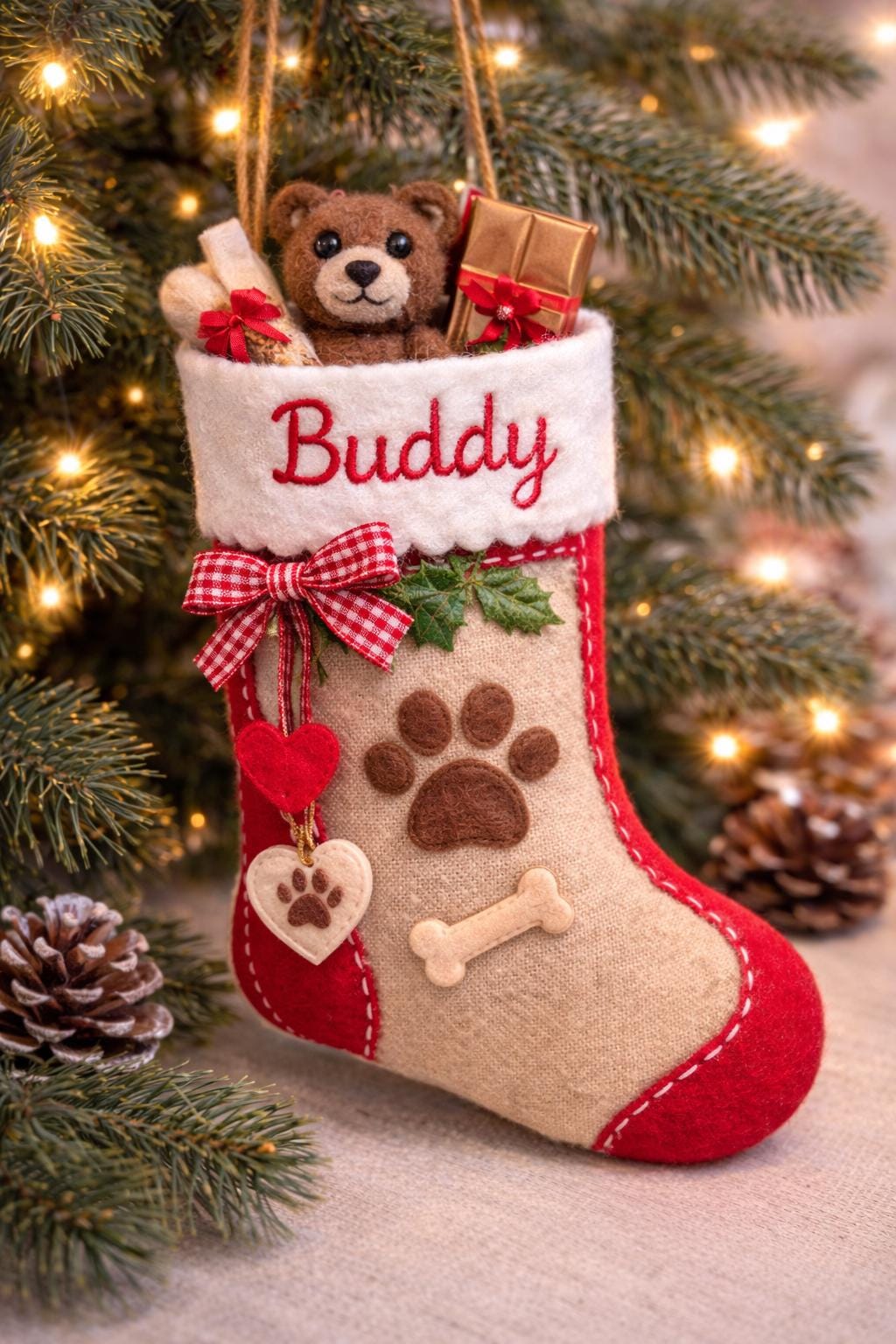 Personalised Felt Dog Stocking - handmade stocking