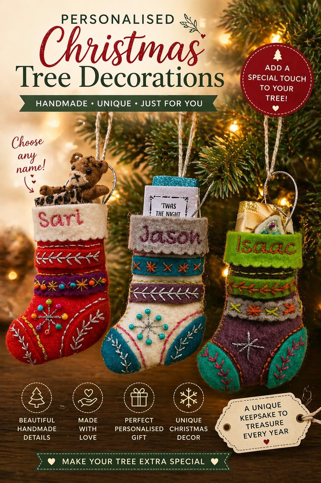 Personalised Felt Stocking - handmade stocking