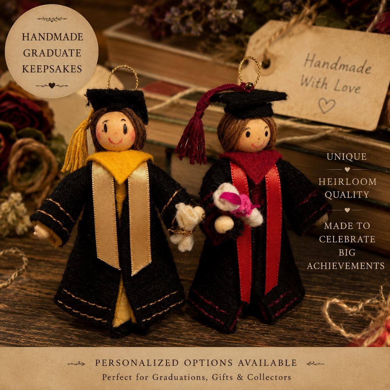Personalised Graduation Ornament - handmade felt figure