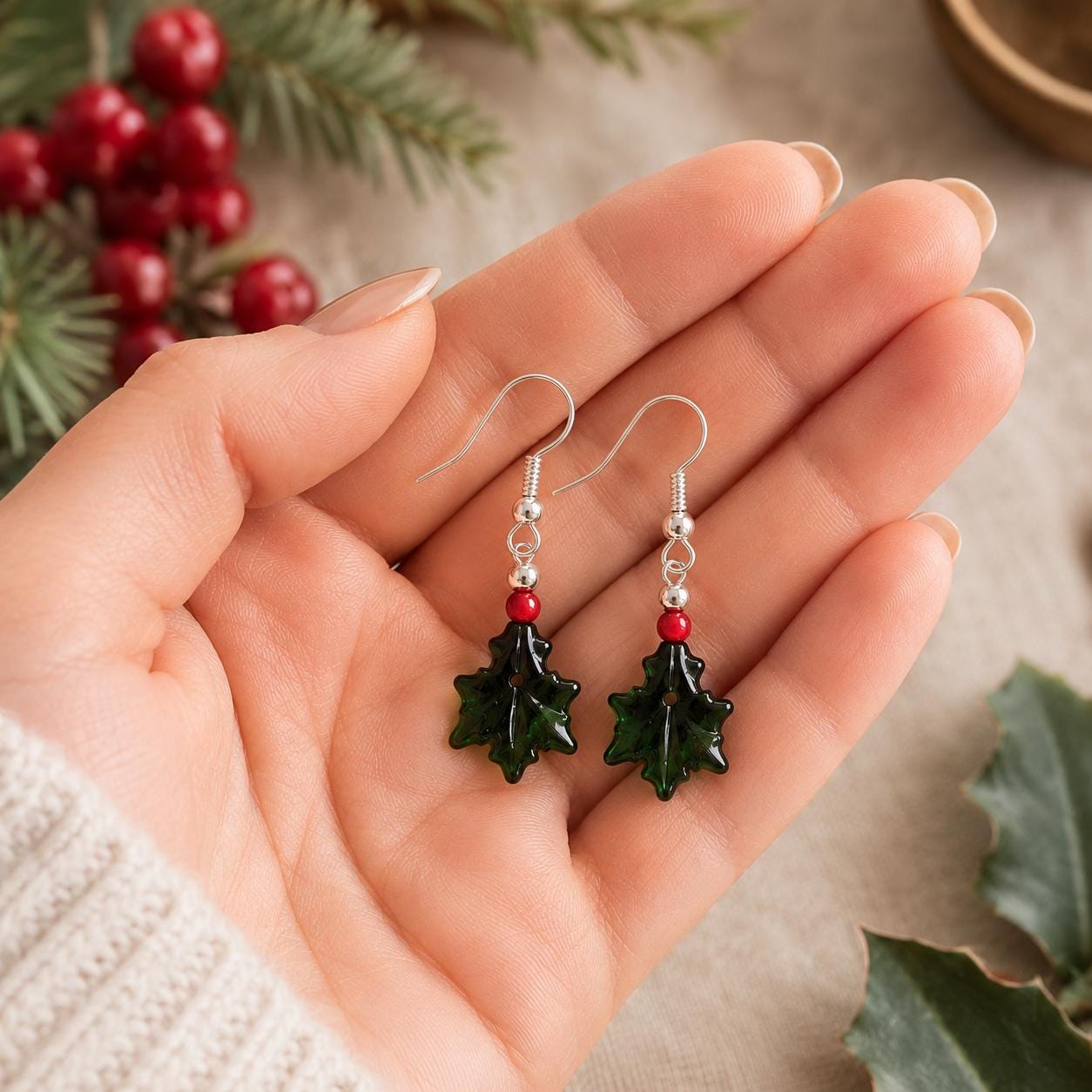 Holly Berry Earrings - handmade jewellery