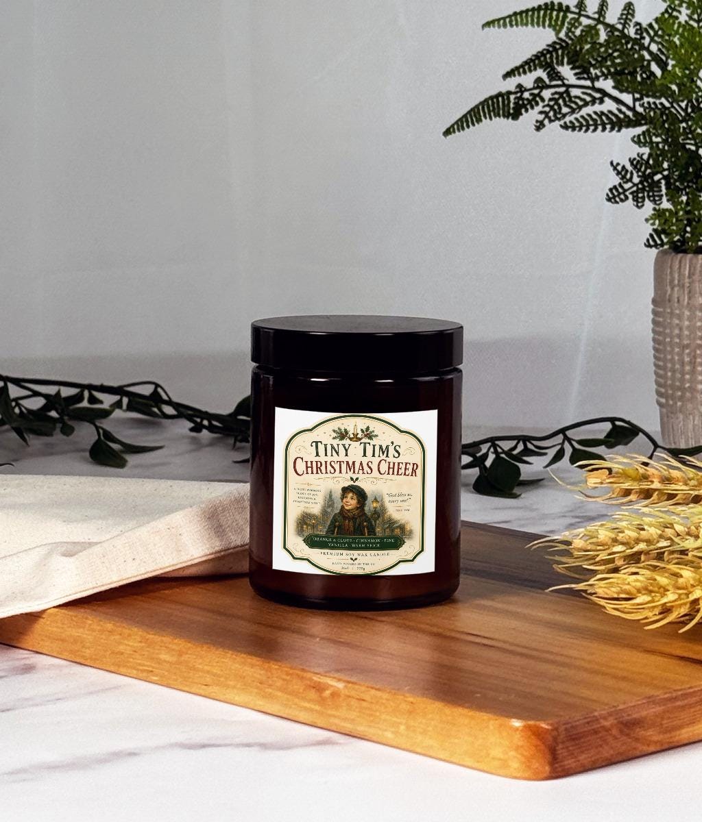 Tiny Tim Christmas Candle - handmade candle