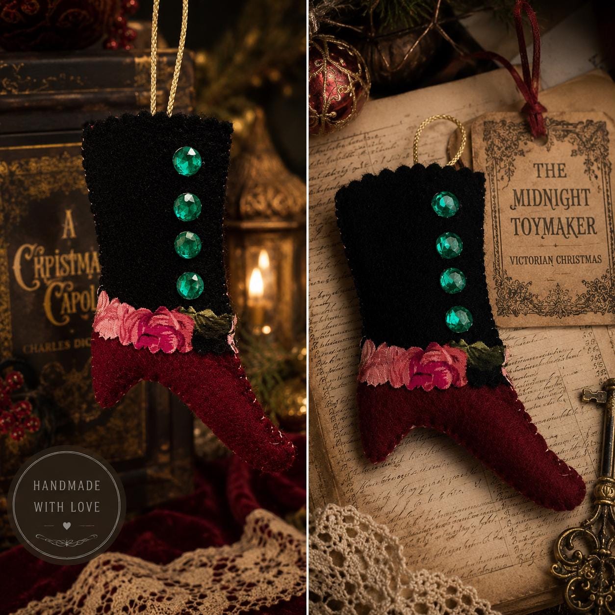 Victorian Velvet Mini Stocking - handmade stocking