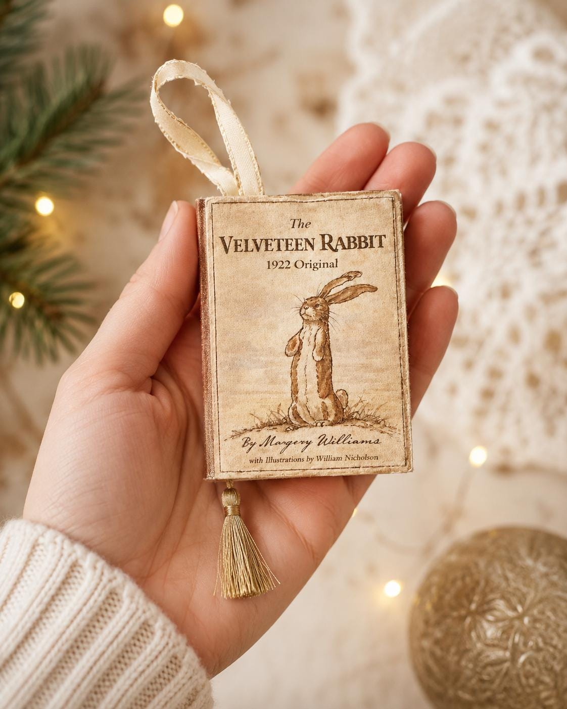 The Velveteen Rabbit Mini Book Ornament - handmade book ornament